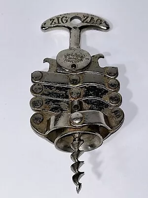 Vintage ZIG ZAG Corkscrew ZIG ZAG Wine Bottle Opener ZIG ZAG Corkscrew FRANCE • $49.95