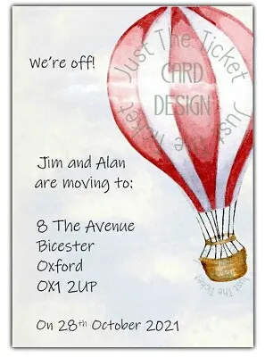 PERSONALISED Change Of Address Cards X 8 New Home Moving House Hot Air Balloon • £4.90