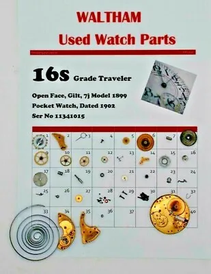 £7.99 • Buy Waltham Used Watch Parts 16 / 16s  Model 1899, Traveller Ser No 11341015, WP2/26