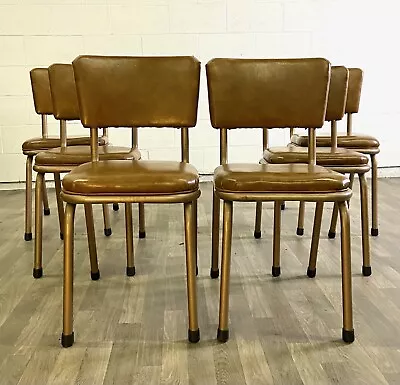 $584.10 • Buy Vintage Mid Century Tubular Chrome Vinyl Dining Chairs - Set Of 6