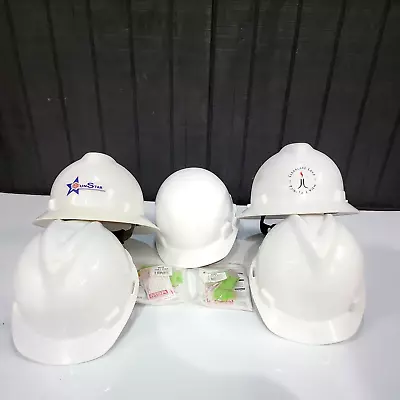 (5) Hard Hats Sz Medium Assorted MSA White V-Gard W/ Safety Tags 10013393 Lot • $29.99