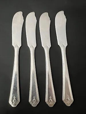 Vtg 1835 R. Wallace Pat. 1926 Silverplate Butter Knives/Spreaders Art Deco Set 4 • $24.99