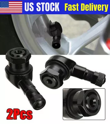 Black 2x Tyre Valve Extension 90 Degree Angle Adaptor Motorcycle Tyre Wheel Stem • $9.98