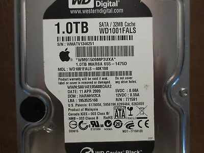 WD WD1001FALS-40K1B0 DCM:HARNHV2CA Apple#655-1475D 1.0TB 3.5  Sata Hard Drive • $106.19