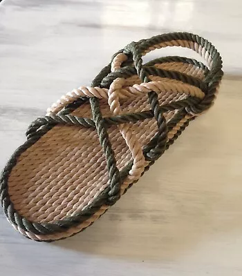 Rope Sandals Mens Size 11 Medium Width Olive Green Combo Style Vegan • $29