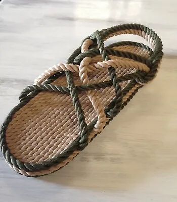Rope Sandals Mens Size 13 Medium Width Olive Green Combo Style Vegan • $35