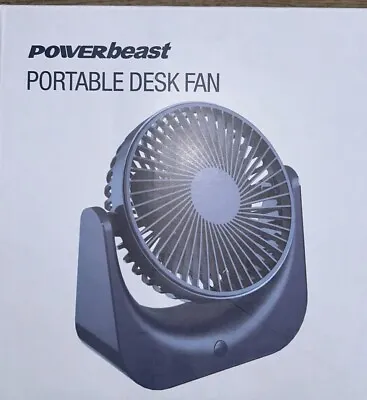 Portable USB Desk Fan 13cm Small Table Fan With Rechargeable Battery 4000mAh • £13.99