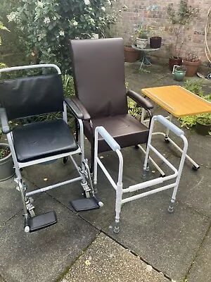 Set Of Commode Chair With Wheels High Back Orthopaedic Chair Etc. • £10
