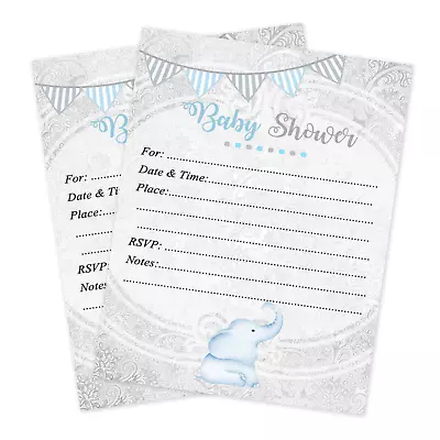 Boy Baby Shower Invitations Elephant Invites Favors Boy Invitation Cards 20 • $16.70