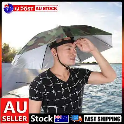 Umbrella Hat Foldable Outdoor Sun Shade Waterproof Camping Headwear Cap AU • $8.98