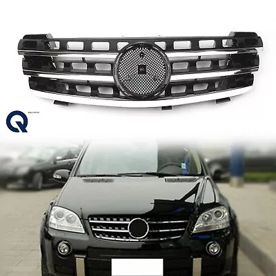 Grill Grille For Benz ML Class W164 2005-2007/2008 3 Fin Front Hood Black Chrome • $50.29