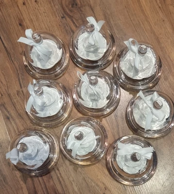 £18 • Buy Glass Dome, Cloche Bell With Rose And Bow. Wedding Decoration.