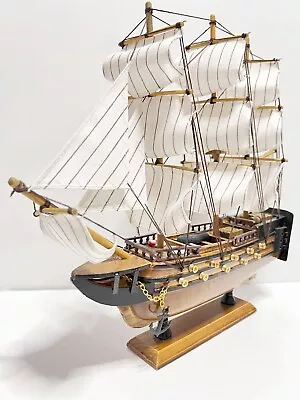 Wooden Decorative Sailing Ship Sailboat Model Fully Assembled 12.5x12.5x3 In NIB • $17.99