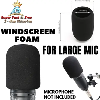 Mic Foam Windscreen Pop Filter For Audio Technica Large Studio Microphones Cover • $22.24