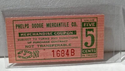 $47.95 • Buy 1910 BISBEE ARIZONA (RARE R9 Books $50)  PHELPS DODGE MERCANTILE  SCRIP 5c TOKEN