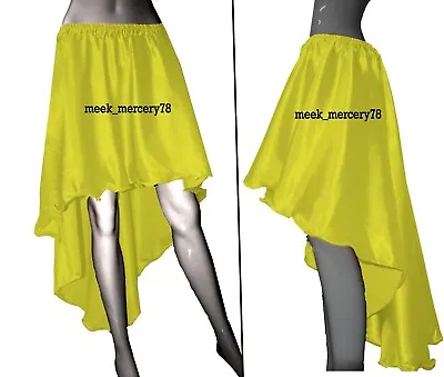 Satin Women Yellow Green  Asymmetrical Skirt Steampunk Skirt High Low Skirt S6 • $21.38