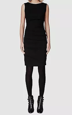 $190 Nicole Miller Women's Black Ruched Sleeveless Ponte-Knit Sheath Dress Sz P • $39.98