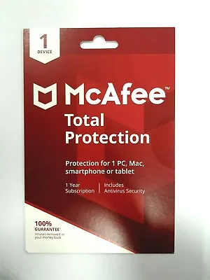 £4.99 • Buy McAfee Total Protection - 1 Device  - 1 Year Subscription -  BY POST OR EMAIL