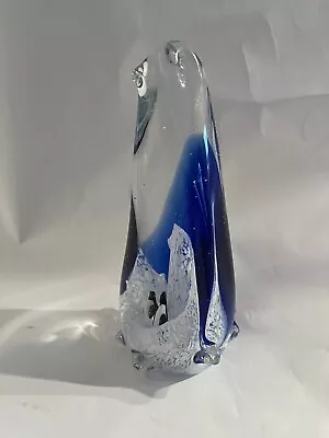 Vintage Murano Cobalt Blue Art Glass Penguin W Baby Chicks Encased In Ice • $42