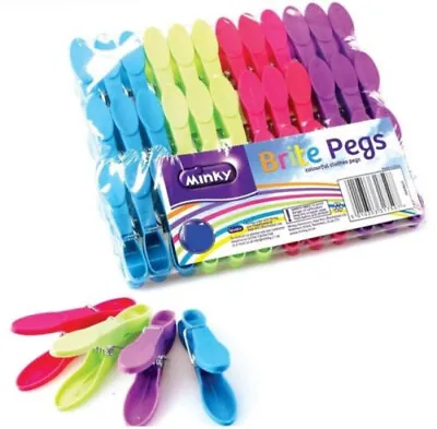 Brite Pegs With Assorted Colours For Clothes Line Plastic By Minky • £4.75