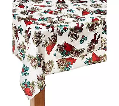 Christmas Cardinals Pinecones Microfiber Tablecloth 52 X 70 Oblong • $24.99