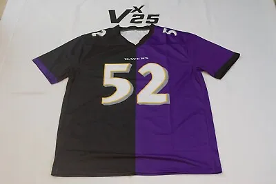 Men's Baltimore Ravens Ray Lewis #52 Split Purple/Black Throwback Jersey Sz Lg • $48