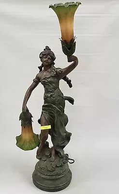 Auguste Moreau Art Nouveau Lady Liberty Lamp • $1000