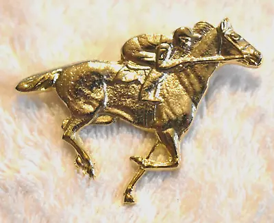 Vintage Gold Tone Horse And Jockey Pin Brooch • $19.99