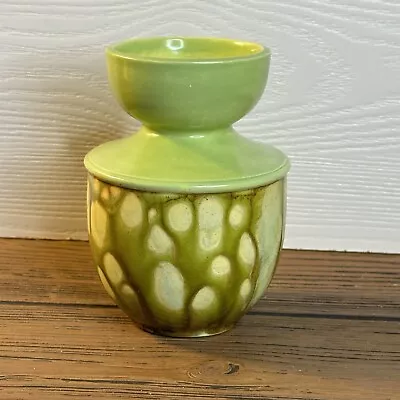 Mid Century ATOMIC Pottery Vase Light Green Glaze Finish Signed 5” Atomic MCM • $35.58