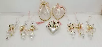 Lot Of 6 Vintage 6   Dangle Acrylic Prism Embellished Christmas Ornaments +3 • $19.95