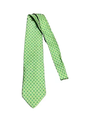 Salvatore Ferragamo Silk Tie Lime Green Nautical Geometric Made In Italy  • $49.99