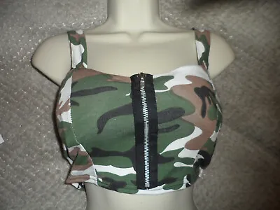 Womens Ladies Size 10 Front Zip Padded Boob Tube Bra Top Bralet Strap Crop • £7.50