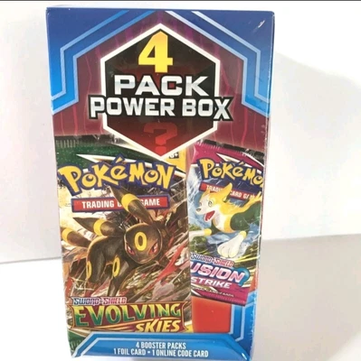 $25.99 • Buy Pokemon 4 Pack Power Box Factory Sealed 4 Assorted Booster Pack 1 Full Card/Code