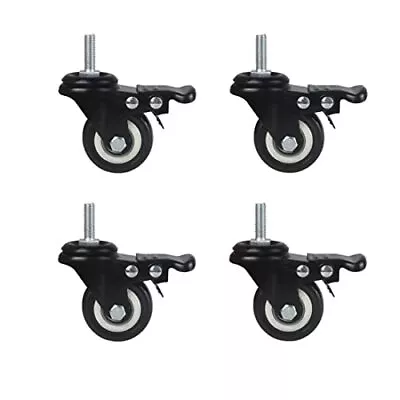 4pcs 1.5 Inch Heavy Duty Caster Wheels Swivel Casters With Brake And M8 Threaded • $17.94