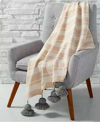 Whim By Martha Stewart Collection Tassel Striped Throw - 50 In. X 60 In. • $29.99