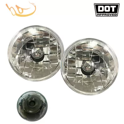 5.75 Inch 5-3/4  Round Headlights Diamond Cut Clear Glass Lens Headlamps Pair • $26.55
