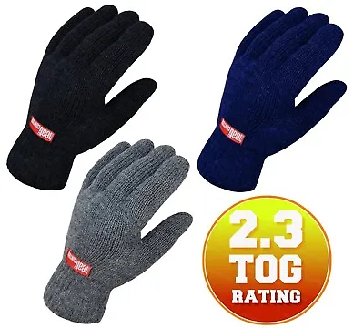 Mens Thermal Gloves 2.3 Tog Insulated Lined Knitted Winter Warm Heat Control • £4.85