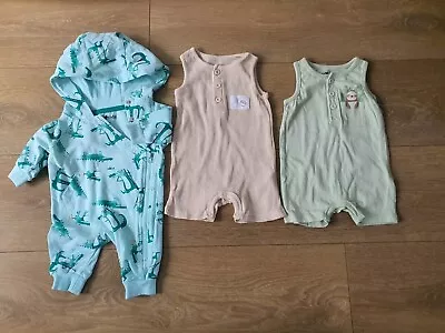 Baby Boy Clothes Bundle Rompers  0-3 Months 3pcs • £4.50