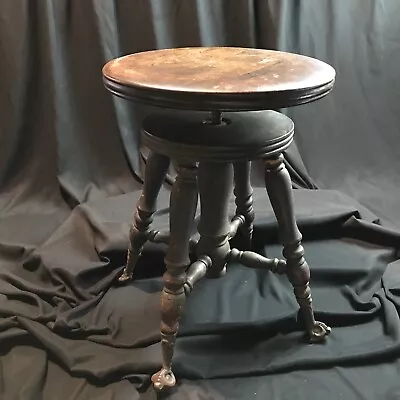 Antique Wood Piano Stool With Glass Ball Claw Feet  • $92