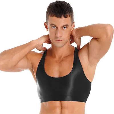 US Mens Sleeveless Y-Back Muscle Half Tank Top Vest Workout Bodybuilding T-Shirt • $7.35
