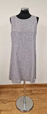 Island Company Grey Linen Dress Size Large 12/14 Sleeveless Round Neck Lined  • $30.77