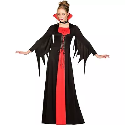 Adults Classic Red Vampiress Fancy Dress Halloween Costume Ladies Womens Vampire • £26.99