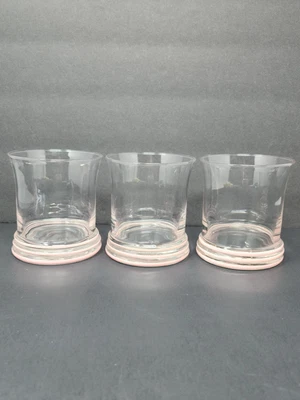 $44.99 • Buy Set Of 3 Vintage Fiesta Ware Pink Banded Glass Tumblers Drinking Glasses 