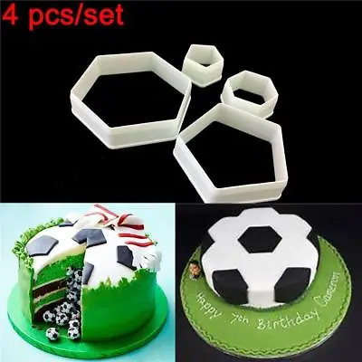 £2.96 • Buy 4pcs Hexagon Football Plastic Cookie Cutter Sugar Fondant Cake Decoration Mold F