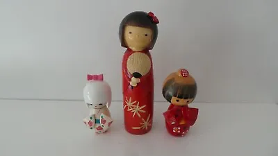 3 Wooden Japanese Dolls • £12.99