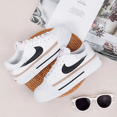 Nike Wmns Court Legacy Lift White Black Women Casual Platform Shoes DM7590-100 • $86.99