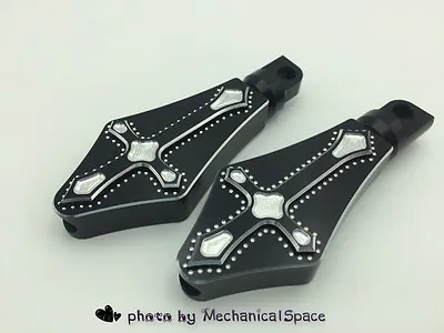Black Set Of  Motorcycle Passenger Highway Foot Pegs For Dyna Sportster Softail • $23.99