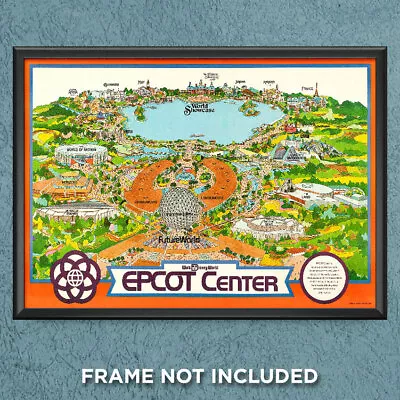 Disney World EPCOT Center Map Print Poster 1982 Spaceship Earth Art Decor - 3183 • $29.95