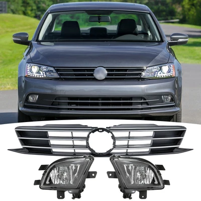 $114.99 • Buy For 2015-2018 Volkswagen VW Jetta Front Bumper Chrome Grille Grill&Fog Lights