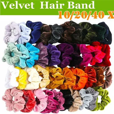 20/40pcs Pack Hair Scrunchies Velvet Scrunchy Bobbles Elastic Hair Bands Holder • £4.29